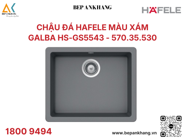 CHẬU ĐÁ GRANSTONE HAFELE MÀU xám HS19 - GEN1S60  570.35.530